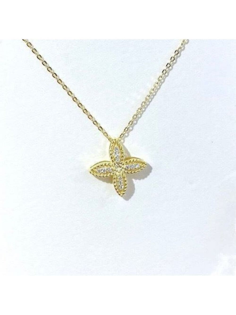 14kt GP Sterling Silver Clover Necklace - Picture 3 of 9